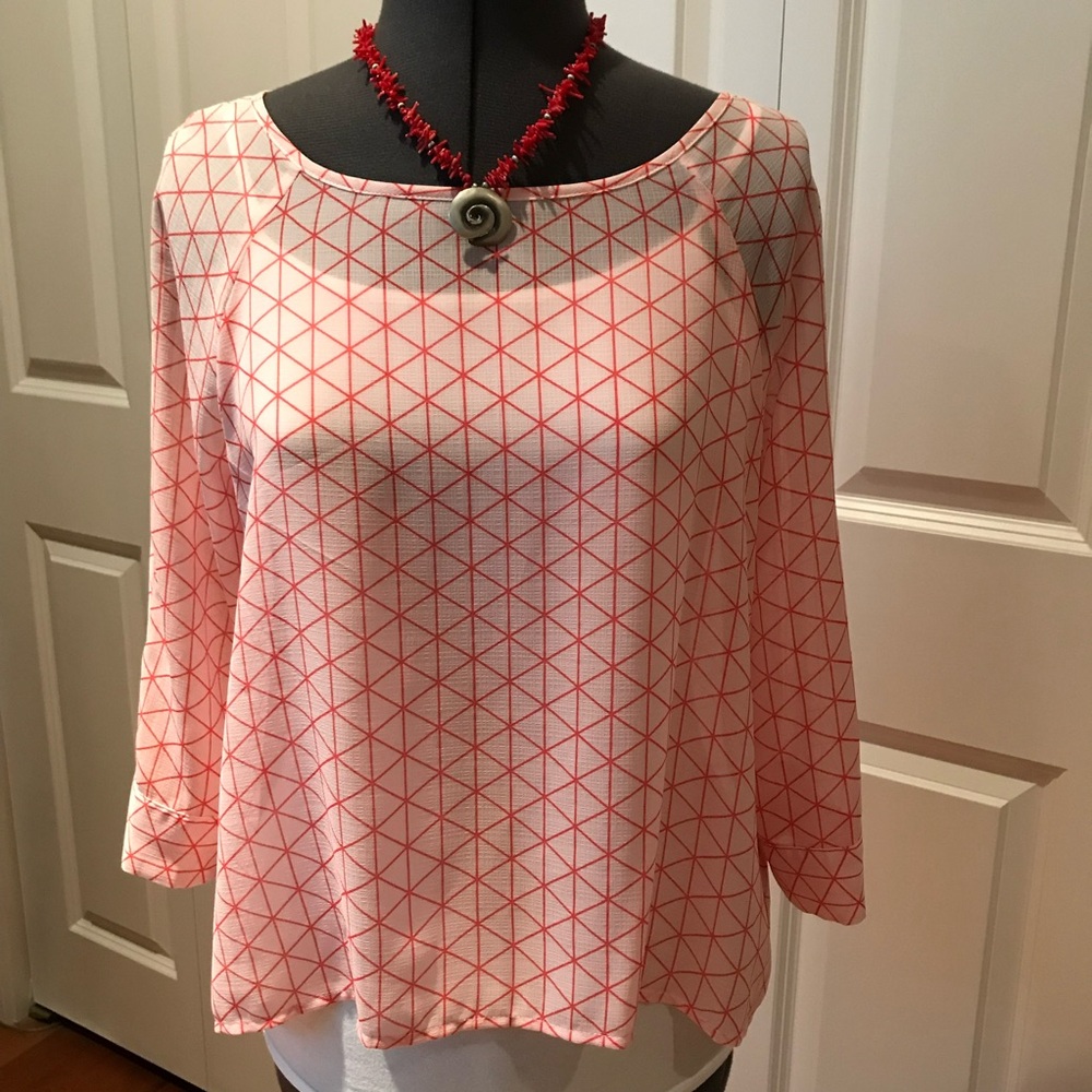 Semi sheer top with 3/4 sleeves